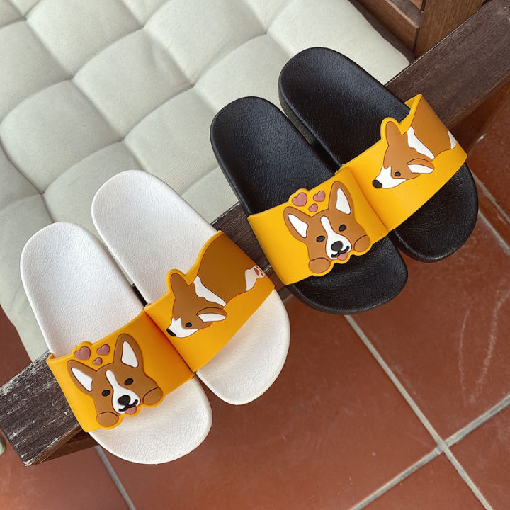 women-summer-slippers-slide-sandals-beach-flip-flops-cartoon-dog-corgi-comfortable-thick-sole-girls-flat-shoes-zapatillas-mujer