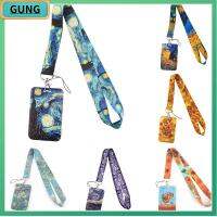 G Keys Accessories Charm Van Gogh สายรัดคอซองใส่บัตร ID เครดิตสายคล้องโทรศัพท์มือถือเชือกศิลปะ Sampul Kartu