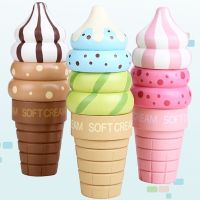 Wooden Ice Cream Toys Set Ice Cream Cones and Sundae Pretend Play Food Set Cut Food Magnetic Swappable Pieces for Ice Creams