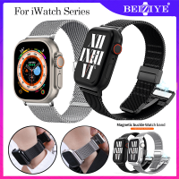 แม่เหล็ก สายนาฬิกาข้อมือสเตนเลส โลหะ สําหรับ Apple Watch Ultra 49 มม. สายนาฬิกา Series 8 7 SE2 6 5 4 3 2 1 ขนาด 49 มม. 41มม. 45มม. 40มม. 44มม. 38มม. 42มม.