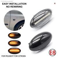 ✺✻ 2pcs Dynamic Amber LED Flashing Turn Signal Light Side Marker Lamp For Peugeot 307 206 407 107 607 1007 4007 Citroen C1 C2 C3 C5