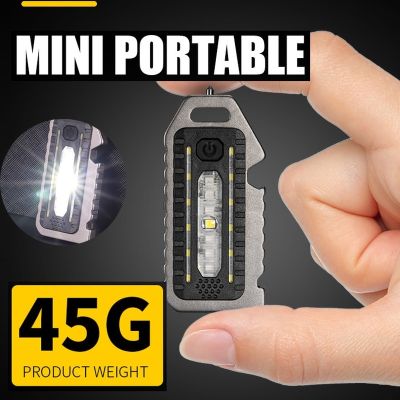 ❏ Multiple Lighting Modes USB Rechargeable Keychain Light / Camping Strong Bright Work Lamp / Outdoor Portable Mini Flashlight Whistle