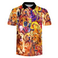 2023 NEW Style New 3D Print Men Short Sleeve Polo Shirt High Quality Mens Casual Dog Animal Golden Retriever Homme Polo Shirt Men Tops PLUSNew product，Can be customization