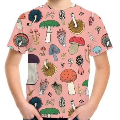 Children Mushroom T-Shirt 3D Printing Anime Food Wild Fungi T Shirts For Girl Boy Summer 4-20Y Kids Hip Hop Tshirt Clothing Tops