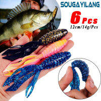 Sougayilang 6Pcs เหยื่อแบบนิ่มเหยื่อยาง Wobblers เบ็ดตกปลาเหยื่อปลอมตกปลาเหยื่อตกปลาสำหรับการตกปลาน้ำจืดน้ำเค็ม