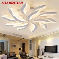 SUNMEIYI ห้องนอนไฟเพดานทันสมัย Dimmbale พร้อมรีโมทห้องนั่งเล่น LED โคมไฟติดเพดานสีขาวดอกไม้อะคริลิคโรงแรมโคมไฟคาเฟ่โรงงานขายตรง