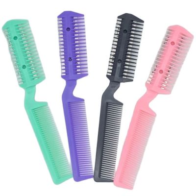 12 PCSLot 4 Color Razor Comb Hair Cutter Thinning Shaper Comb 2 Razor Blades Trimmer Barber Remover Tool Super
