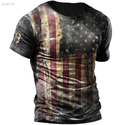 2023 Casual Short Sleeve T-shirt 3d Printed Vintage Style Flag Pattern Summer Mens Fashion T-shirt Unisex