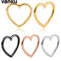 Vanku 2ชิ้น5มม. แม่เหล็กรูปหัวใจปลั๊กหูที่แขวนน้ำหนักหูต่างหูเรียวยืดอัญมณีประดับร่างกายที่ขยายรูเจาะ