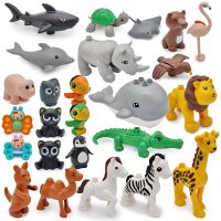 New Large Building Block Ocean Zoo Whale Crocodile Lion Kangaroo Dolphin Wild Animal Block Enlighten Toys For Children Gift