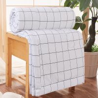 Hot Sale Special Offer Summer Washed Cotton Air-conditioning Quilt Soft Breathable Blankets Thin Stripe Plaid Size Simple