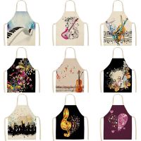 Guitar Piano Kitchen Aprons for Women Cotton Linen Bibs Household Cleaning Pinafore Home Cooking Apron Barber Apron Delantales