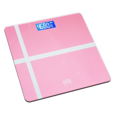 สินค้าใหม่ เครื่องชั่งน้ำหนักดิจิตอล Electronic weight scale แบบชาร์จ USB เครื่องชั่งน้ำหนักคน 180KG สีชมพู ลายขวาง