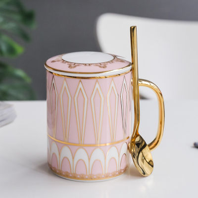 350ml Luxury Gold Ceramic Coffee Mug Nordic Geometry Coffee Cup Gold Breakfast Milk Water Cup Couple Creative Gifts Drinkware