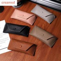 CREAMSD กล่องใส่กระเป๋าแว่นกันแดดหนังสีทึบกันน้ำกันรอยขีดข่วนที่ใส่แว่นตาแว่นตาเรียบง่ายหรูหราทุกวัน