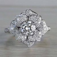 [COD] Cao Shi and light luxury style ring full diamond zircon flower female business activities wearing hand