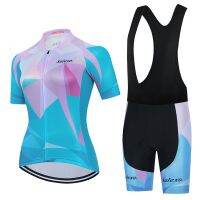 2022 Salexo Bike Clothes 2022 New Women Cycling Jersey Set Bicycle Clothing Breathable Short Sleeve Shirt Bike Bib Shorts 19D Gel Pad