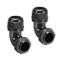 Uxcell 2 Pcs M16 M20 M25 M32 Cable Gland 90 Degree Waterproof Joint for 4-7mm 6-10mm 6-11mm 9-14mm13-18mm Dia Cable Black