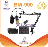 iRemax BM900 พร้อมอุปกรณ์ห้องอัดครบเซ็ต ไมค์อัดเสียง, ขาตั้งไมค์, Mic Pop Filter, Phantom 48V, USB Sound ,V8 Audio Card และสาย XLR