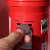 Red Tinplate Post Box Piggy Bank Household Savings Meaningful Storage Decor Save Present Planning Home Coin Money Children H7w3