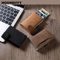 2022 PU leather anti-theft swipe card case men business credit card bag coin purse mini money bag vintage unisex wallet Card Holders