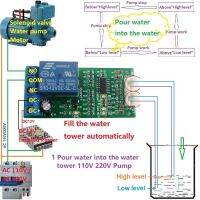 โมดูลรีเลย์สวิตช์เซ็นเซอร์จับระดับน้ำ Dc 12V ตัวชี้วัดระดับน้ำต่ำสูงปานกลางสำหรับมอเตอร์ตู้ปลาโรงน้ำ