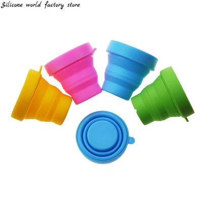 hotx【DT】 Silicone world Folding Cups 150ml Food Grade Cup Retractable Coloured Outdoor Handcup
