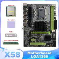 1 Set X58 Computer Motherboard X58 LGA1366 Motherboard Support RX Graphics Card with X5660 CPU+DDR3 4GB 1333Mhz RAM+Thermal Pad