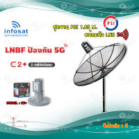 ชุดจานดาวเทียม PSI 1.85m. C-BAND+infosat LNB C-Band 5G 2จุดอิสระ รุ่น C2+ (ป้องกันสัญญาณ 5G รบกวน)