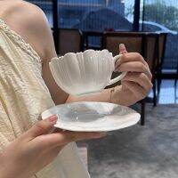 High-end [The proprietresss own model is beautiful] Korean ins petal coffee cup and saucer afternoon tea latte cup