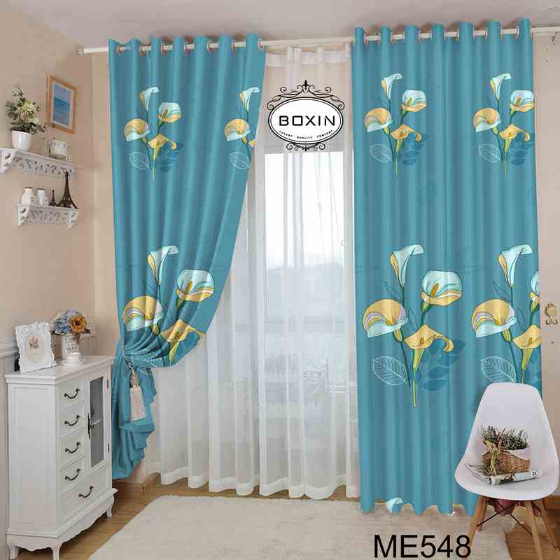 1 Pcs/pack 120 * 200cm Modern Colorful Pattern Hook/Ring Type Semi Blackout Shading Curtain Langsir F Bedroom/living