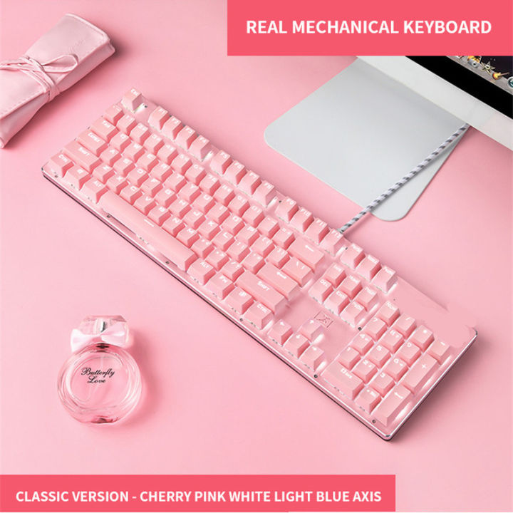 fashion-lipstick-mechanical-keyboard-mouse-set-retro-girl-pink-cute-blue-axis-round-keycap-gaming-keyboard-for-pc-gamer-mac