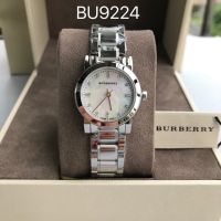 Burberry Womens Watch Mother of Pear diamond set Silver Stainless Steel Strap BU9224