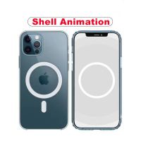 พร้อม Pop-Up Animation Clear Crystal Hard Case สำหรับ Magsafe สำหรับ iPhone 12 13 Pro Max Mini Magnetic Cover สำหรับ iPhone 13 Pro Shell