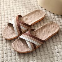 Men Slippers Summer Slippers Home Couple Indoor Slippers Linen Cross Daily Slippers Zapatillas Casa Hombre Домашние Тапочки