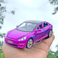 1: 32 Tesla Electric Vehicle Model Model3 Alloy Model With Light And Sound Effects Pullback Power Car Eating Chicken Tongs