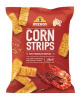 Mission Corn Strips Spicy Szechuan Seafood Flavoured 120g แผ่นข้าวโพดทอดกรอบรสซีฟู้ด ขนาด 120 กรัม (1264)