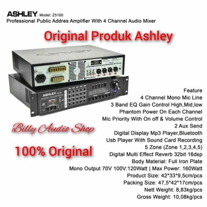 Amplifier Karaoke Ashley Z5100 4Channel Produk Ashley Original Lazada