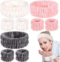 【CW】 European And Falai Hairband Wristband Set Women  39;S Non-Slip Face Headband Self-Adhesive Hair