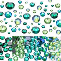 Hotfix Rhinestone Green Set Flat Back Iron On Strass Crystal Glass Stones Nail Art SS6 SS30 Rhinestones For Clothes Decorations