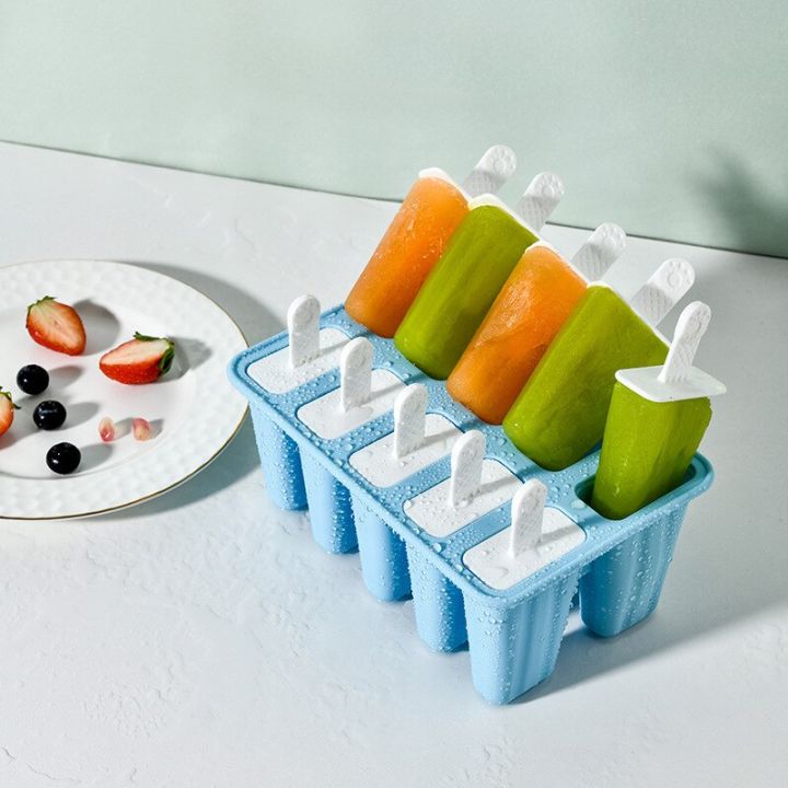 แม่พิมพ์แม่พิมพ์ไอศกรีมแท่งทำก้อนน้ำแข็งแช่แข็งซิลิโคนใส่อาหารที่ปลอดภัยแม่พิมพ์ไอศกรีม6-12เซลล์แม่พิมพ์ที่ทำไอศกรีมแท่งพร้อมแท่งแบบทำมือ