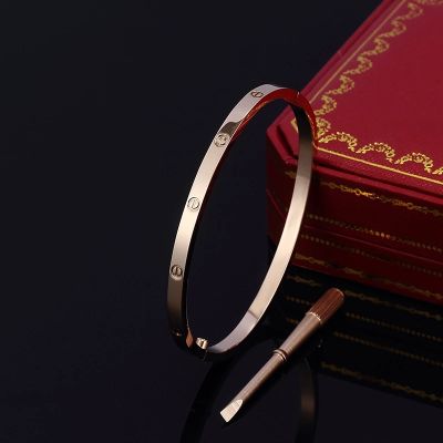 Fashion Love Jewelry Women Bangle Titanium Steel Couple Jewelry Crystal Buckle Bracelets Brand trend rose gold Bangles Men