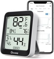 Govee Hygrometer Thermometer H5075, Bluetooth Indoor Room Temperature Monitor Greenhouse Thermometer with Remote App Control, Large LCD Display, Notification Alerts, 2 Years Data Storage Export