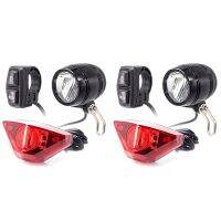 2X Ebike Headlight and Rear Light Set Input 24V 36V 48V 56V E-Bike LED Lamp Electric Bicycle Headlight and Tail Lights