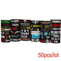 50PCSLot Rock Bands Silicone celets Wide Size Punk and Hard Metal Wristbands