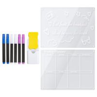 2PCS Clear 16X12in Acrylic Magnetic for Fridge,Clear Board Dry Erase Fridge for Reusable Planner with Dry Erase Markers