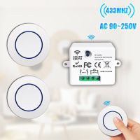 433MHz Wireless Remote Control Light Switch 10A 220V Relay Controller push button wall panel Switch Transmitter for Lamp LED Fan Power Points  Switche