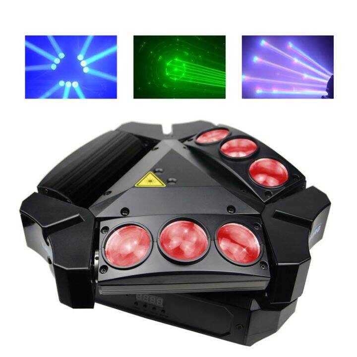 LM0910RG RGB full Colorful Sound Active laser light nine eyes spider