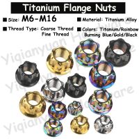 M6 M8 M10 M12 M14 M16 mur flensa logam campuran Titanium warna-warni 5 warna mur kunci kasar/benang halus Aksesori Sepeda RC mobil