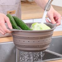 Multi Purpose High Temperature Resistant Kitchen and Outdoor Fruit Basket Portable Folding Silicone Drain Basket